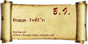 Bogye Iván névjegykártya